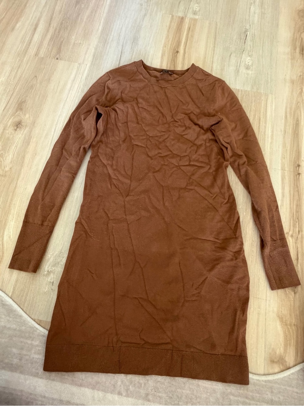 Express Rust Brown Long-Sleeve Knit Dress